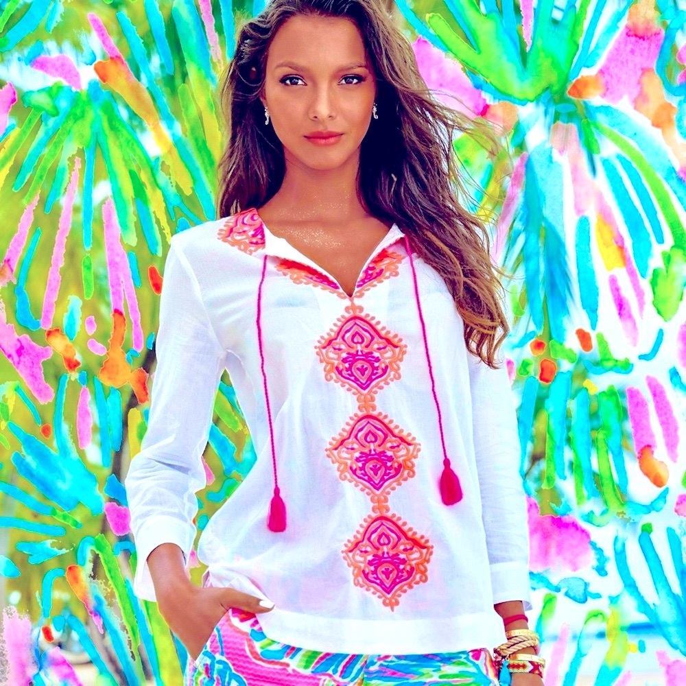 Lilly Pulitzer NWT Amelia Island Tunic Embroidered $138 Size XS Gorgeous!